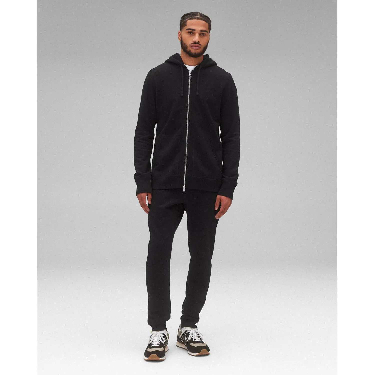 Reigning Champ Men's Knit Midweight Terry Slim Zip Hoodie Black RC-3990-BLK