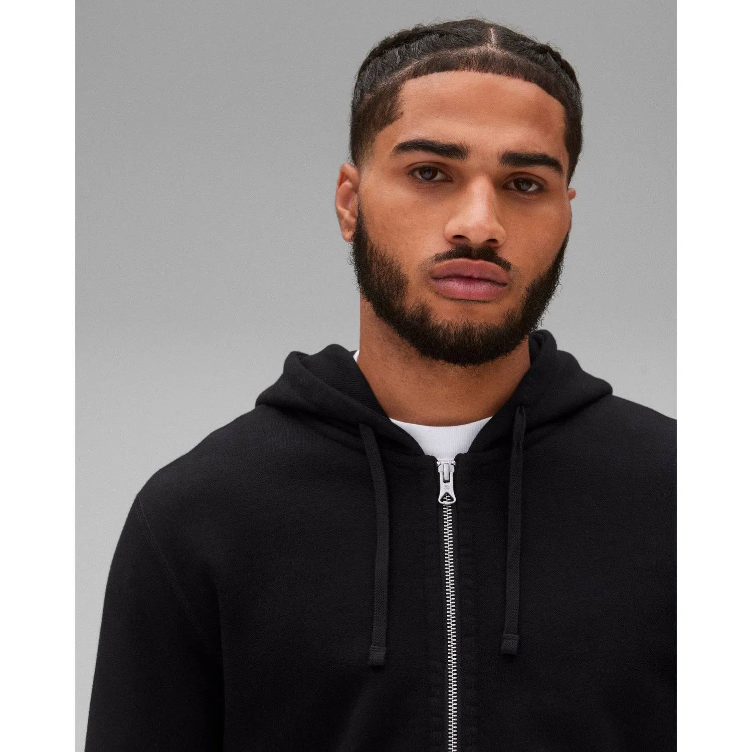 Reigning Champ Men's Knit Midweight Terry Slim Zip Hoodie Black RC-3990-BLK