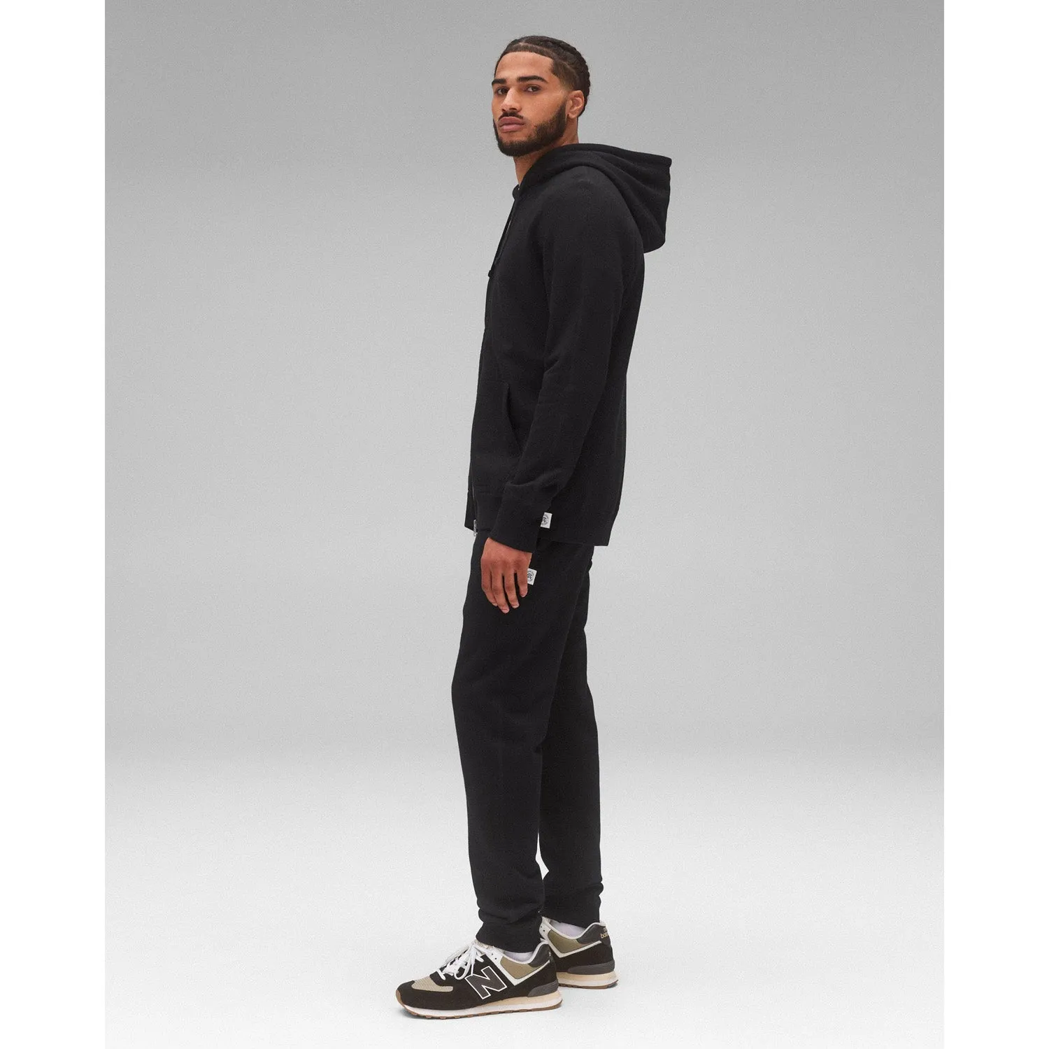 Reigning Champ Men's Knit Midweight Terry Slim Zip Hoodie Black RC-3990-BLK
