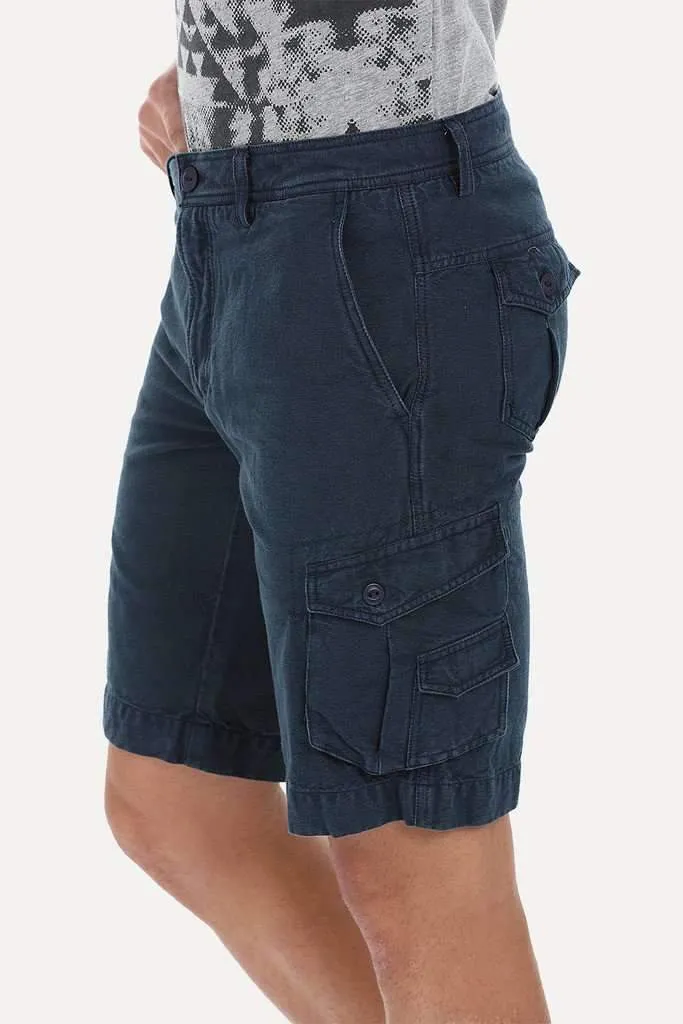 Relaxed Fit Garment Dyed Washed Cargo Shorts
