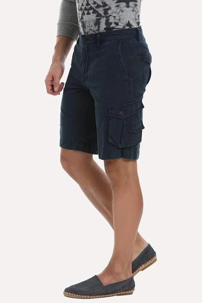 Relaxed Fit Garment Dyed Washed Cargo Shorts