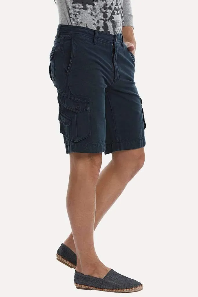 Relaxed Fit Garment Dyed Washed Cargo Shorts