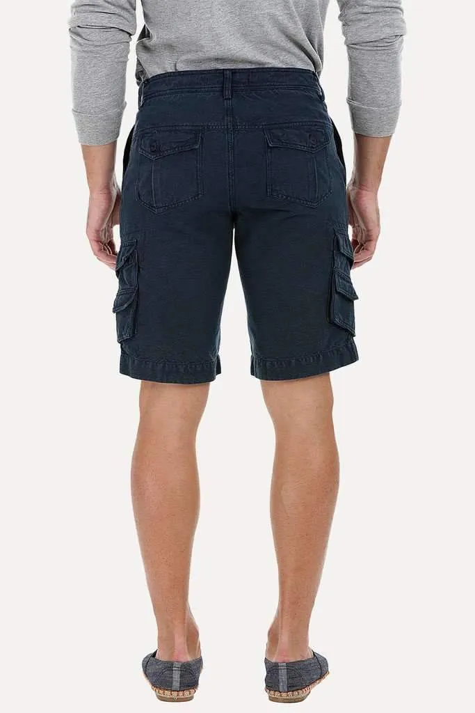 Relaxed Fit Garment Dyed Washed Cargo Shorts