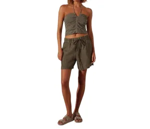 Relaxed Linen Short In Palm Pigment