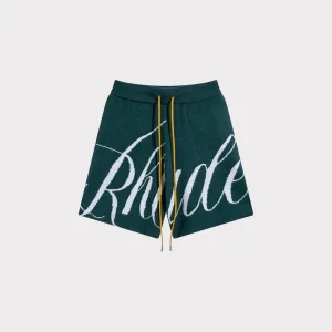 rhude green knitted short