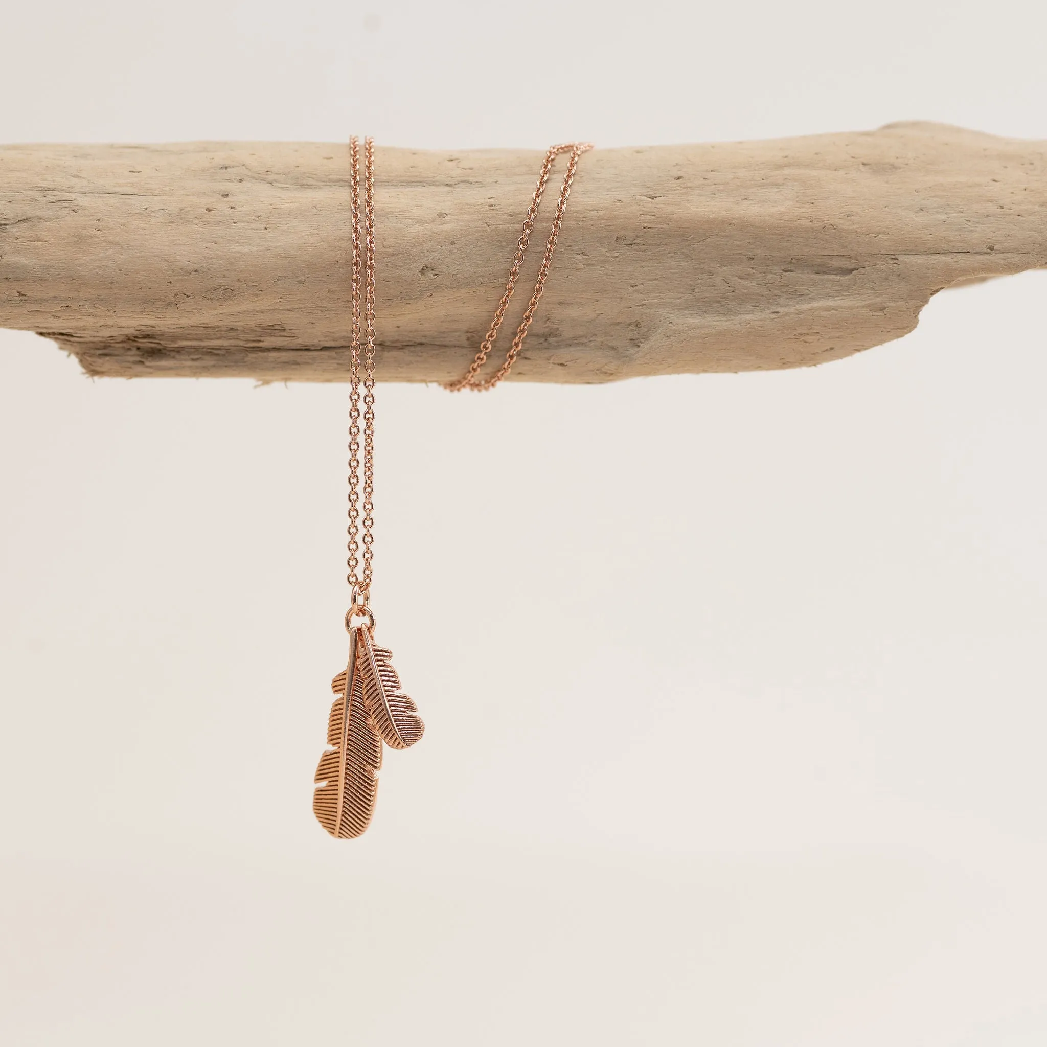 Rua Huia Feather Necklace- Rose Gold