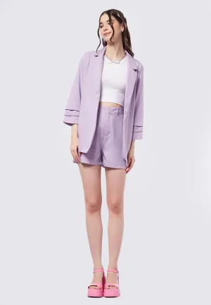 Ruched Sleeves Open Blazer