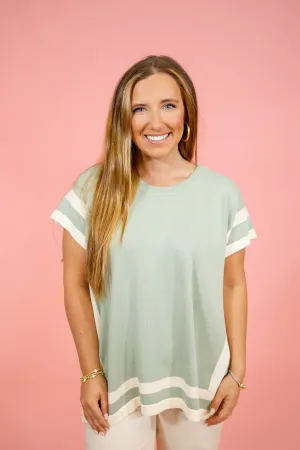 Sage Trim Boxy Top, S-2XL