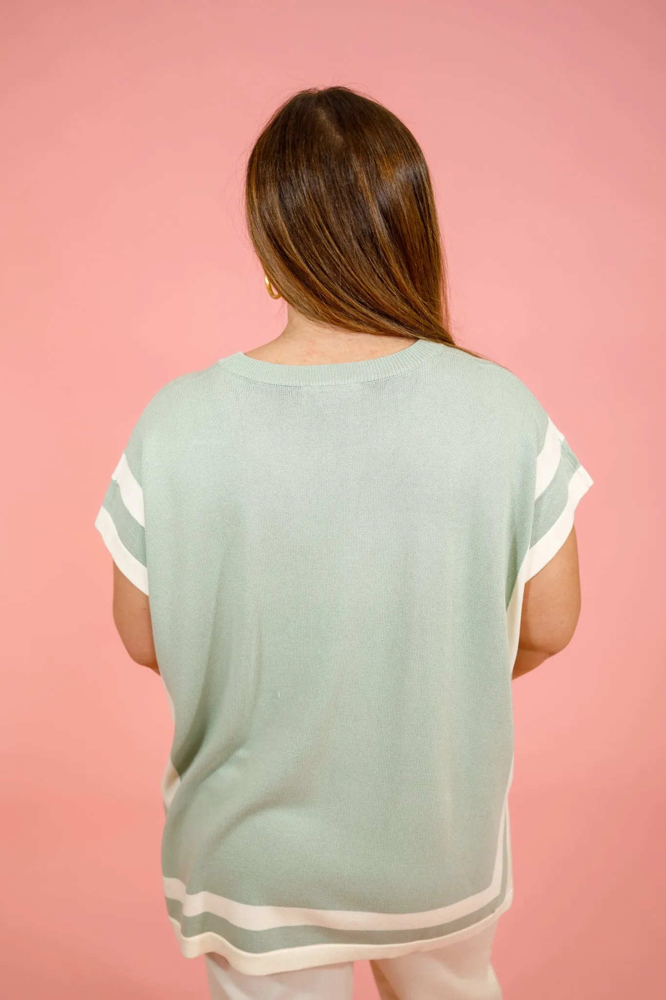 Sage Trim Boxy Top, S-2XL