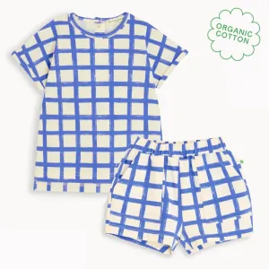Santorini & Sailor Set - Blue Checker Baby & Kids T-Shirt & Short Set