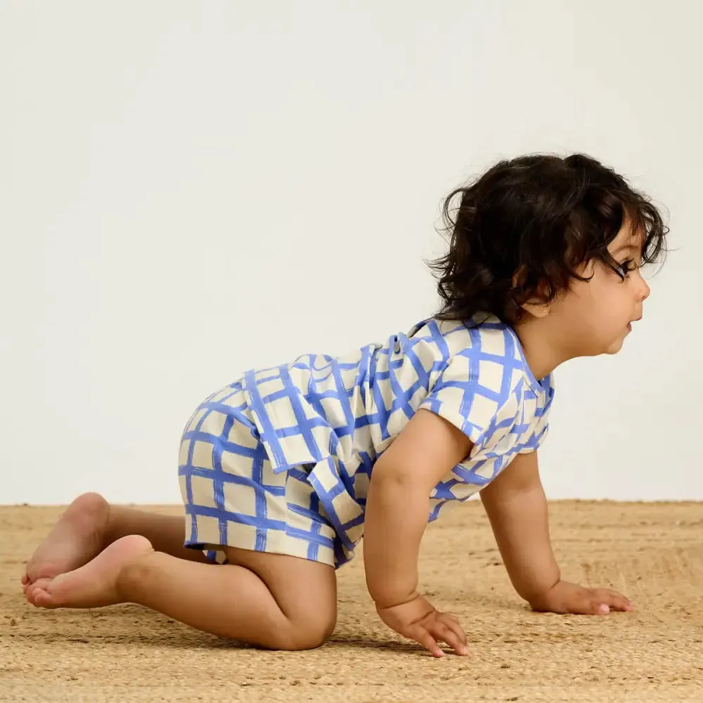 Santorini & Sailor Set - Blue Checker Baby & Kids T-Shirt & Short Set