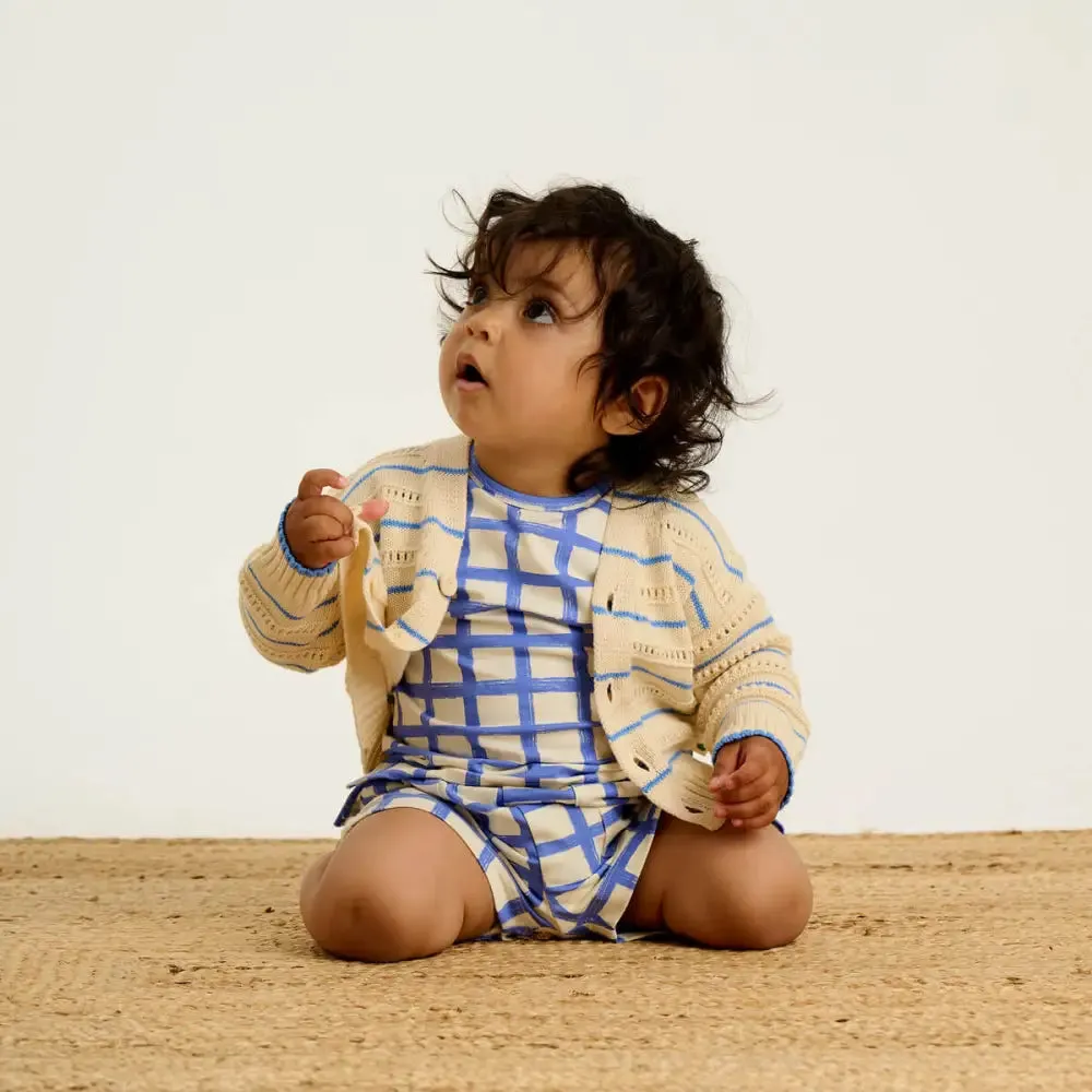 Santorini & Sailor Set - Blue Checker Baby & Kids T-Shirt & Short Set