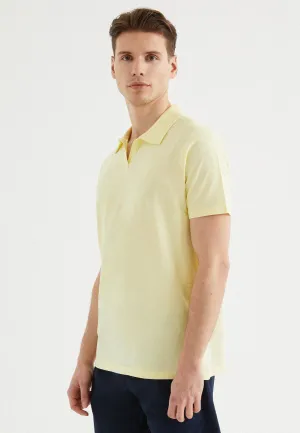 Sarı Polo Yaka Reagular Fit Pamuklu Erkek T-Shirt VITAL