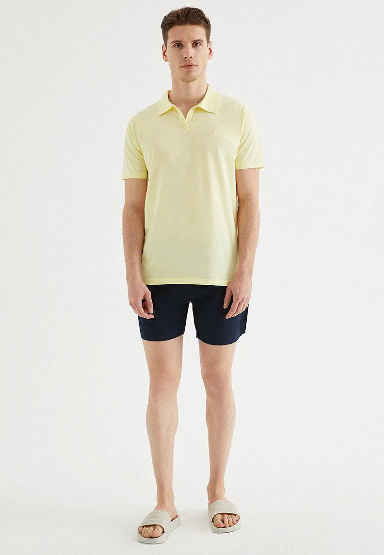 Sarı Polo Yaka Reagular Fit Pamuklu Erkek T-Shirt VITAL