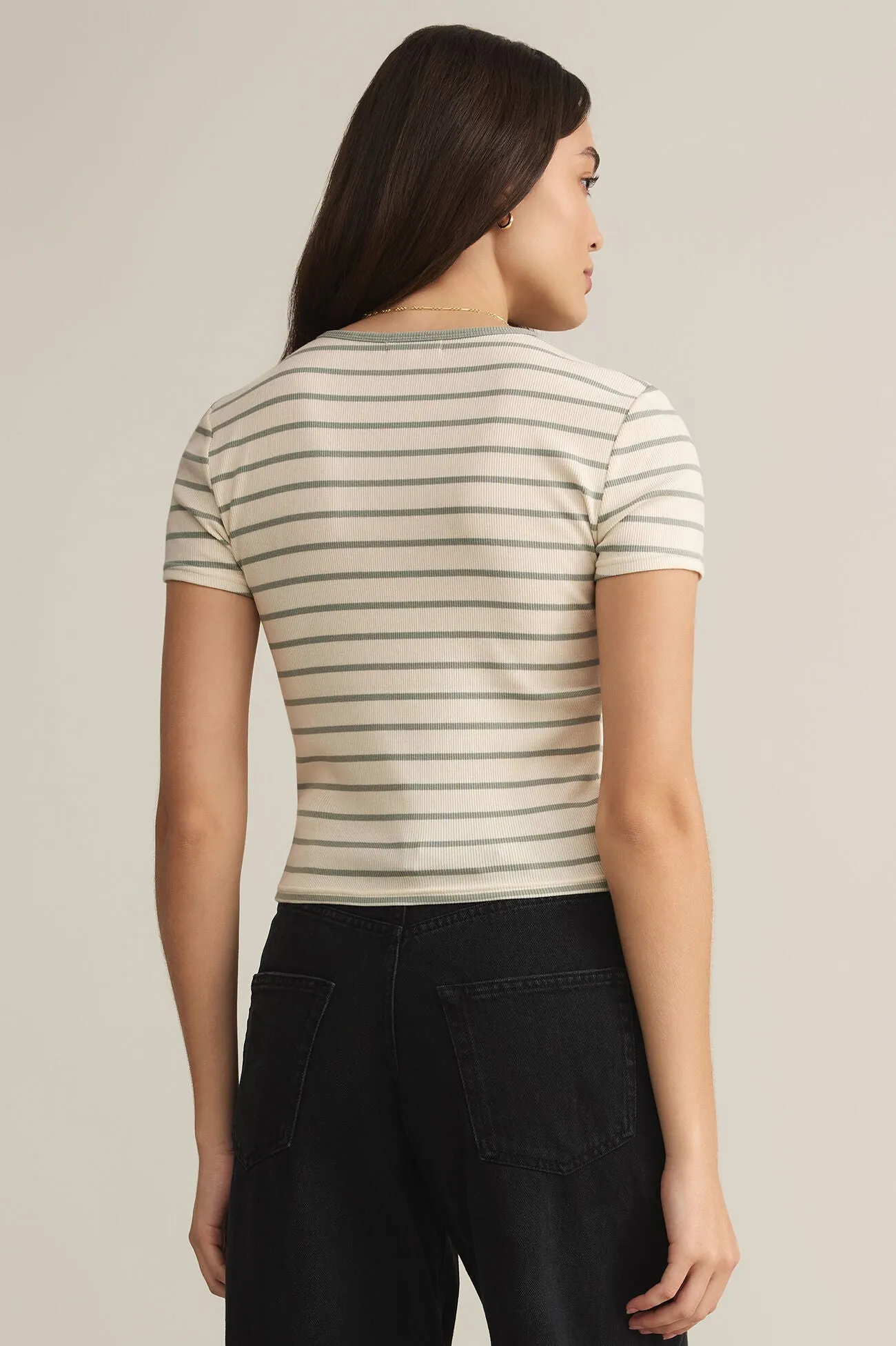 Saxton Striped Tee | Sage Green