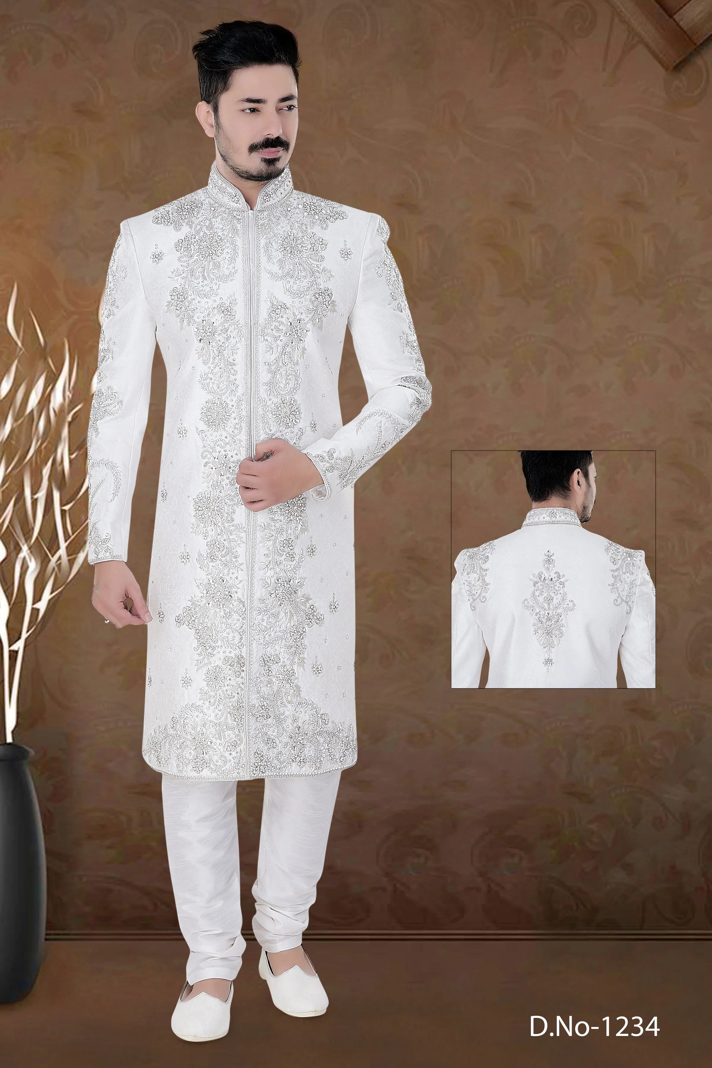 Sherwani (Custom Tailored) - (D.No.-1234)