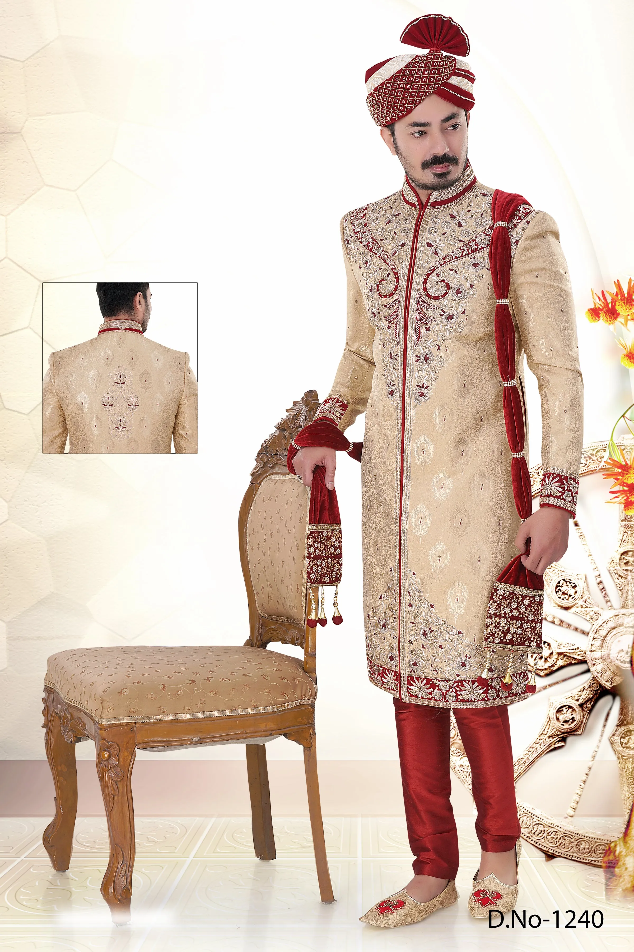 Sherwani (Custom Tailored) - (D.No.-1240)