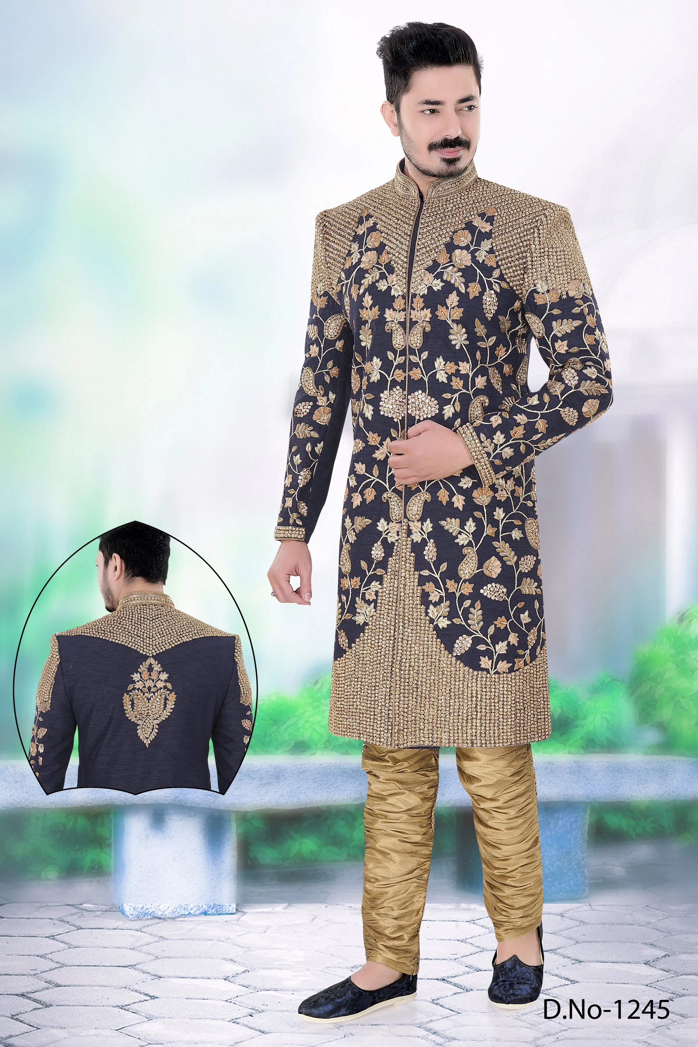 Sherwani (Custom Tailored) - (D.No.-1245)