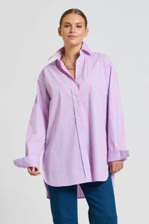 Shirty Boyfriend Shirt - Pink & Blue Stripe