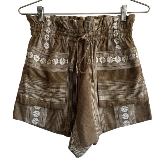 Shona Joy Lizete Paperbag Short, Cumin &amp; Ivory, Size 6