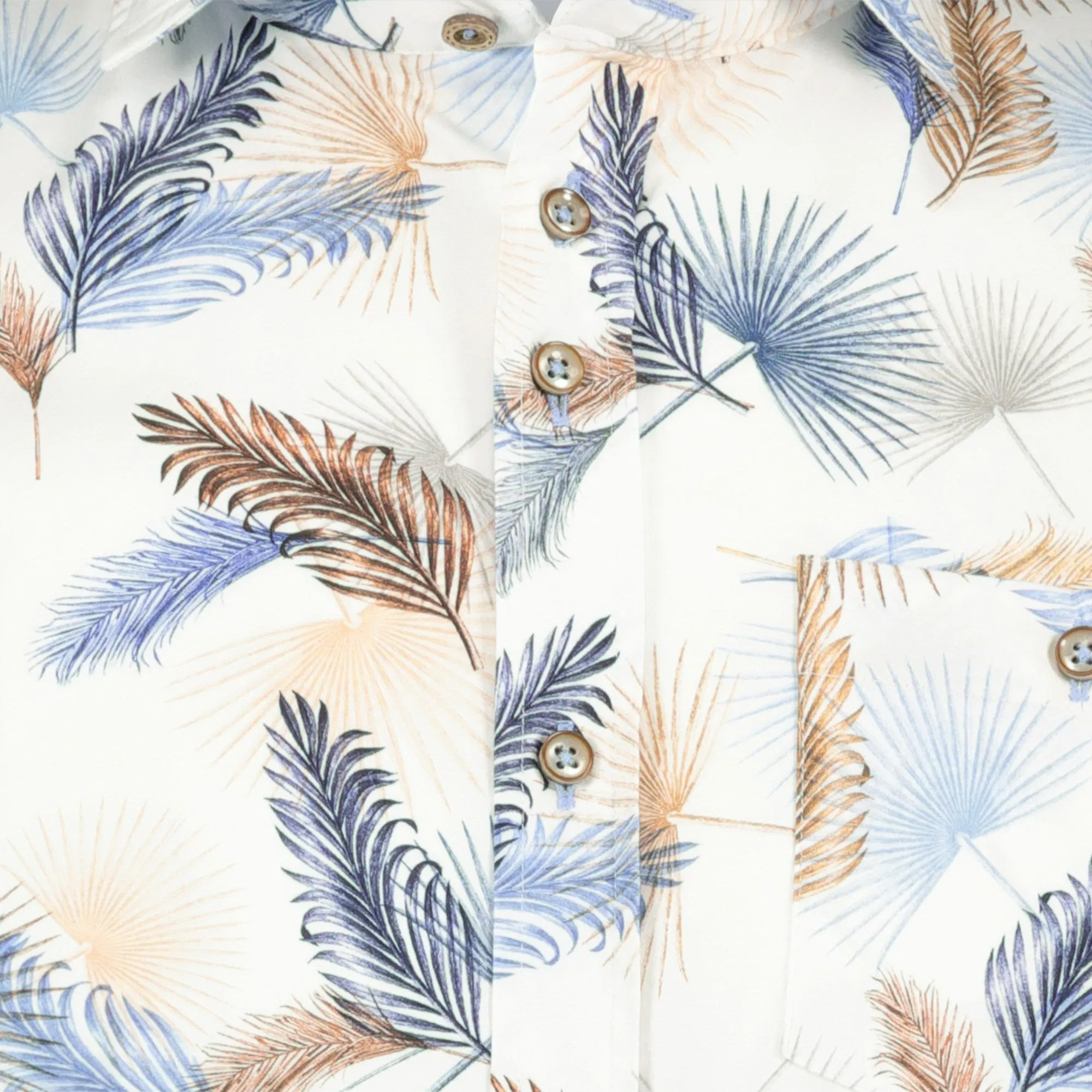 Short sleeves multicolour feather print shirt