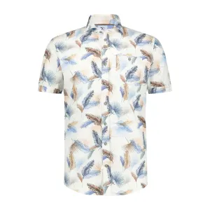 Short sleeves multicolour feather print shirt