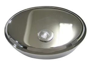Silver Toned Oval Etched Jellyfish Oval Trinket Jewelry Box