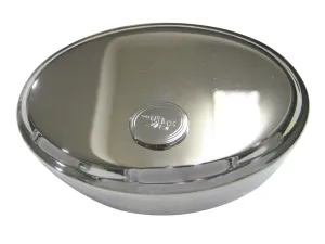 Silver Toned Oval Etched Sea Shell Oval Trinket Jewelry Box