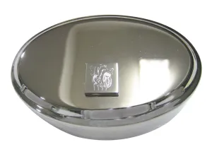 Silver Toned Square Etched Anatomical Heart Oval Trinket Jewelry Box