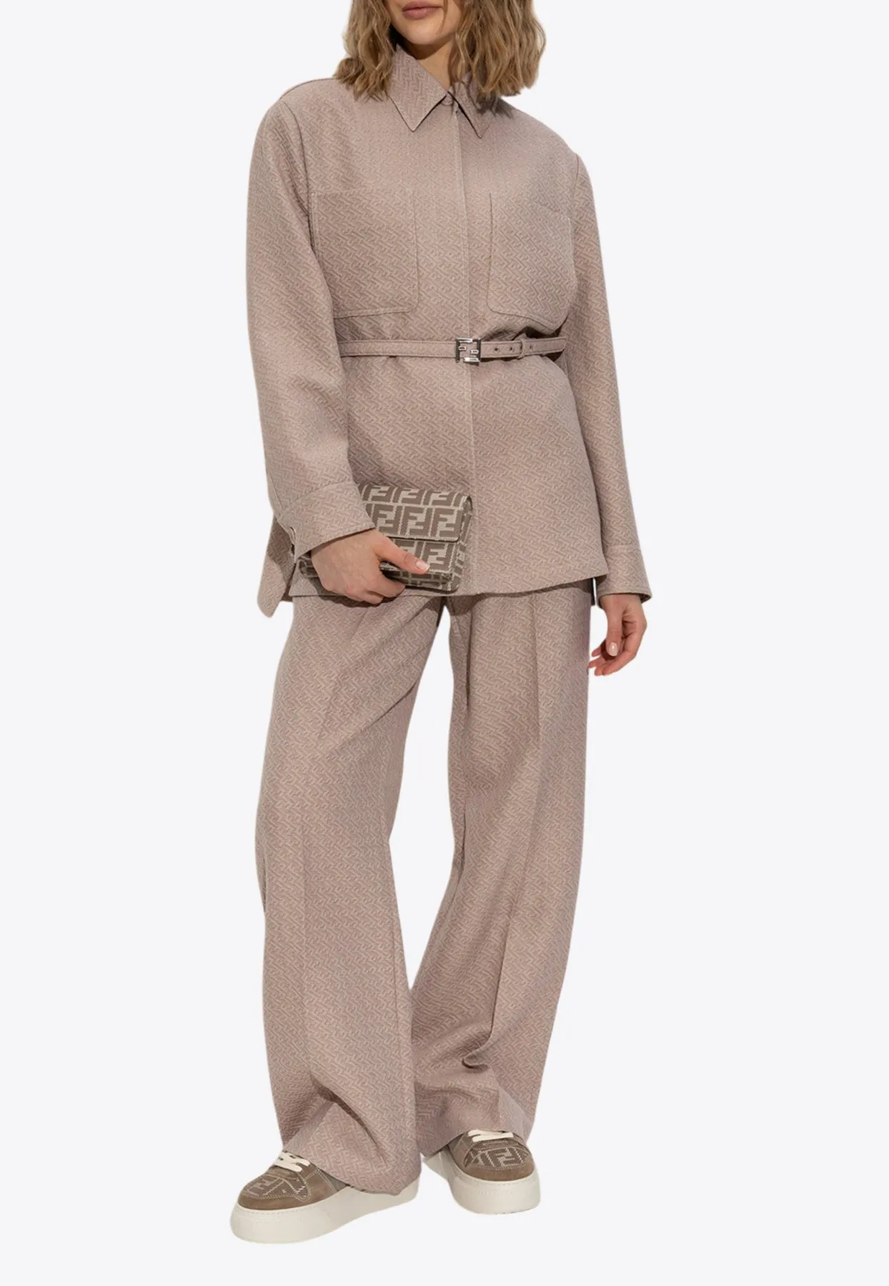 Single-Breasted FF Jacquard Wool Jacket