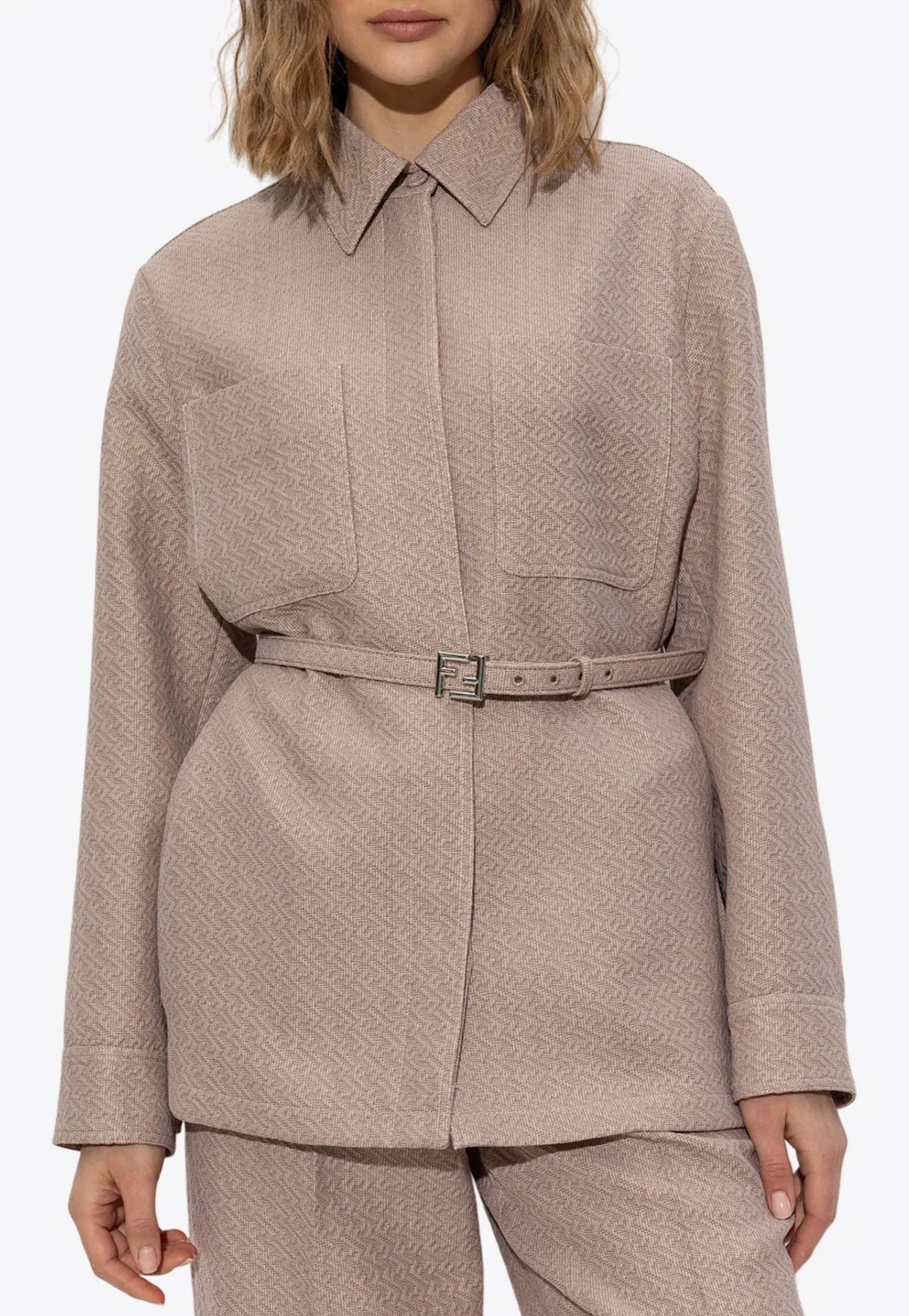 Single-Breasted FF Jacquard Wool Jacket