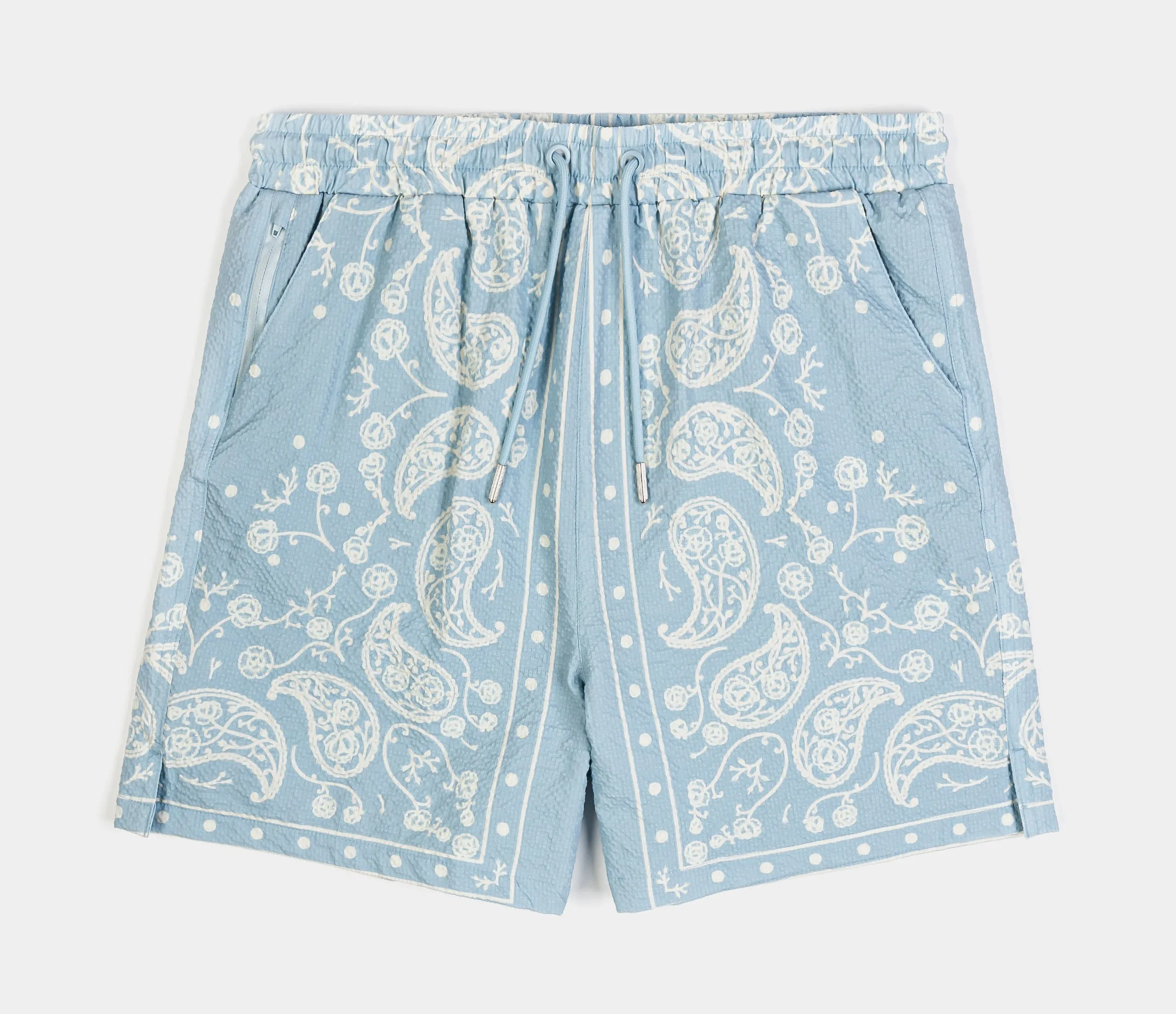 Sky Blue Paisley Hybrid Mens Shorts (Blue/White)