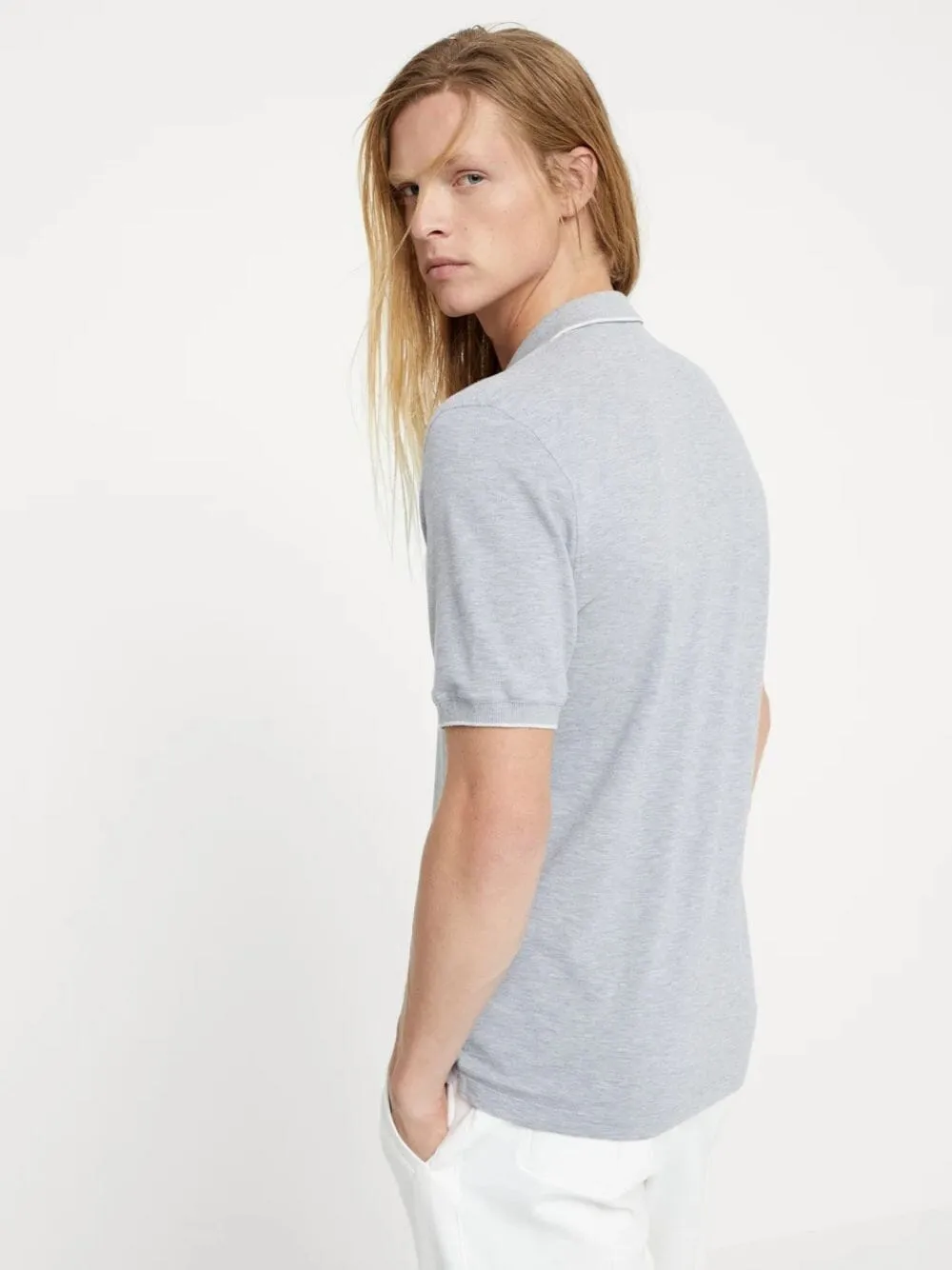 Slim-Fit Logo Grey Polo Shirt