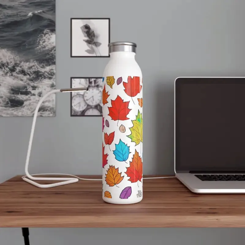 Slim Water Bottle with Colorful Fall Foliage Vibes