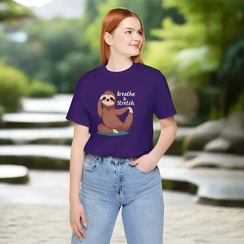 Sloth Doing Yoga Breathe and Stretch Short Sleeve Tee