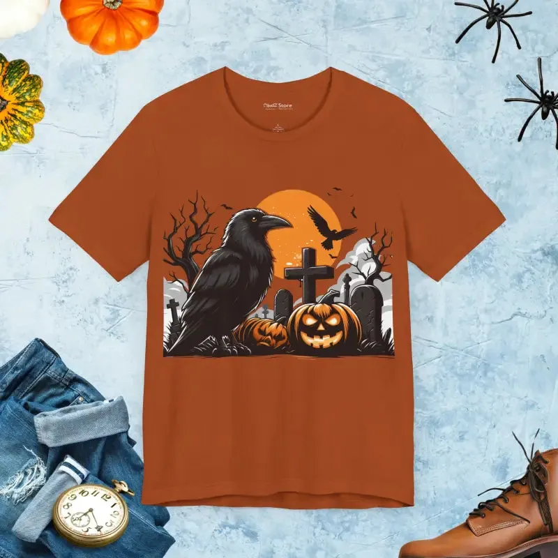 Spooky Style Unisex Jersey Tee with Jack o Lantern