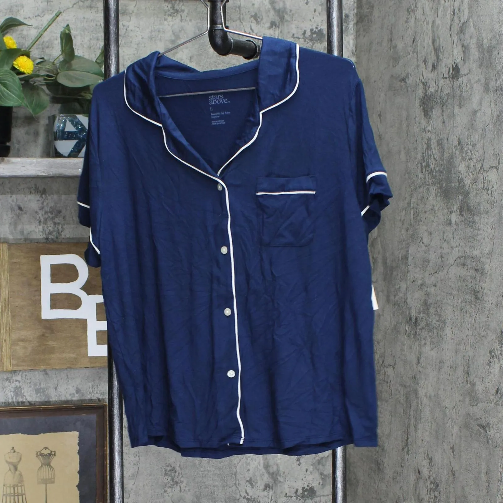 Stars Above Beautifully Soft Short Sleeve Notch Collar Top and Shorts Pajama Set