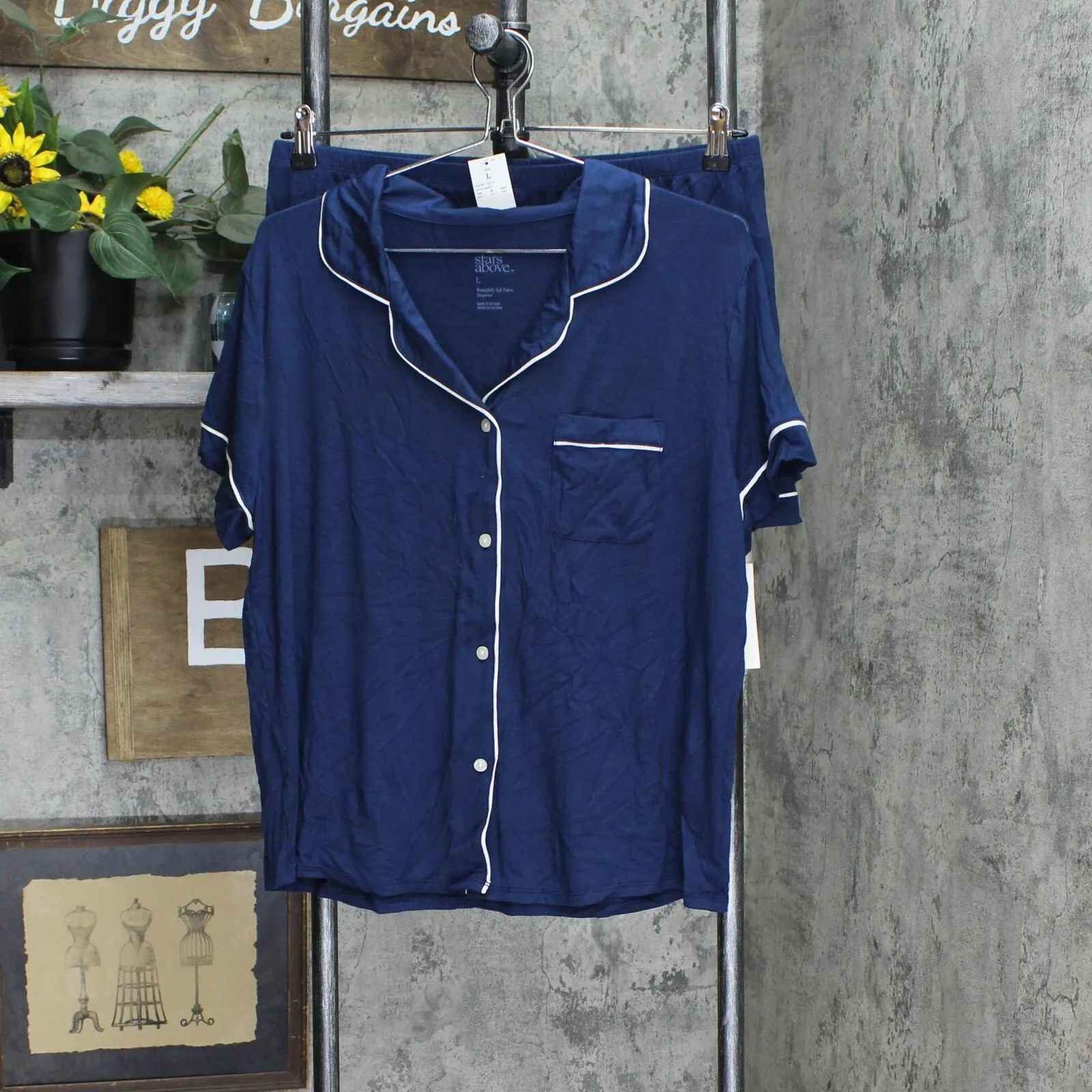 Stars Above Beautifully Soft Short Sleeve Notch Collar Top and Shorts Pajama Set