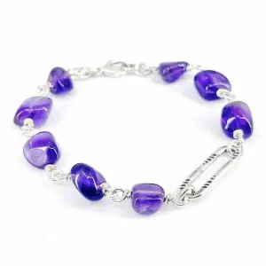 Sterling Silver Bracelet with Amethyst