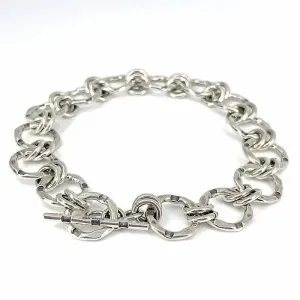 Sterling Silver Circles Bracelet with Rectangle Pattern