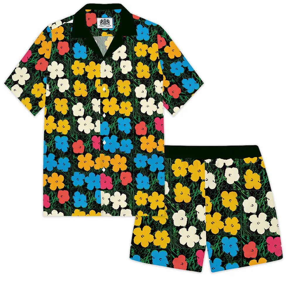 Summer Fresh Floral Pattern Elastic Waistband Casual Shorts