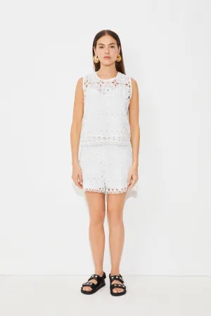 Suncoo Beny White Broderie Lace Shorts