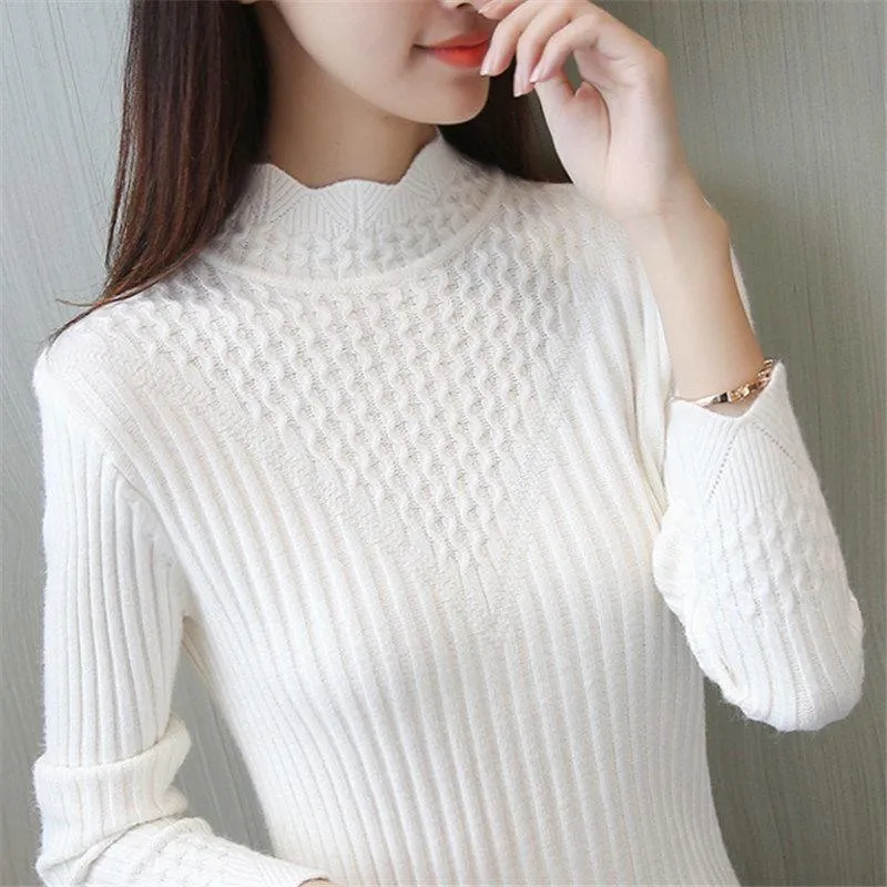 Sweater Women's Pullover Half Turtleneck Autumn and Winter Slim Fit All-match Long-sleeved Knitted Bottoming Shirt Women