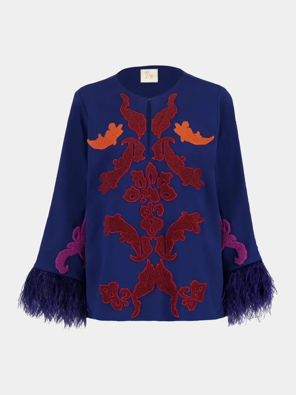 Temis Embroidered Blouse With Feathers