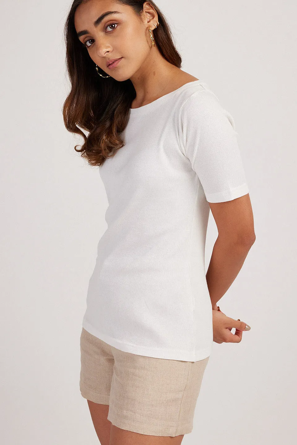 The Rib Boat Neck | Short Sleeve