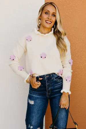 The Rogelio Floral Ruffle Trim Sweater