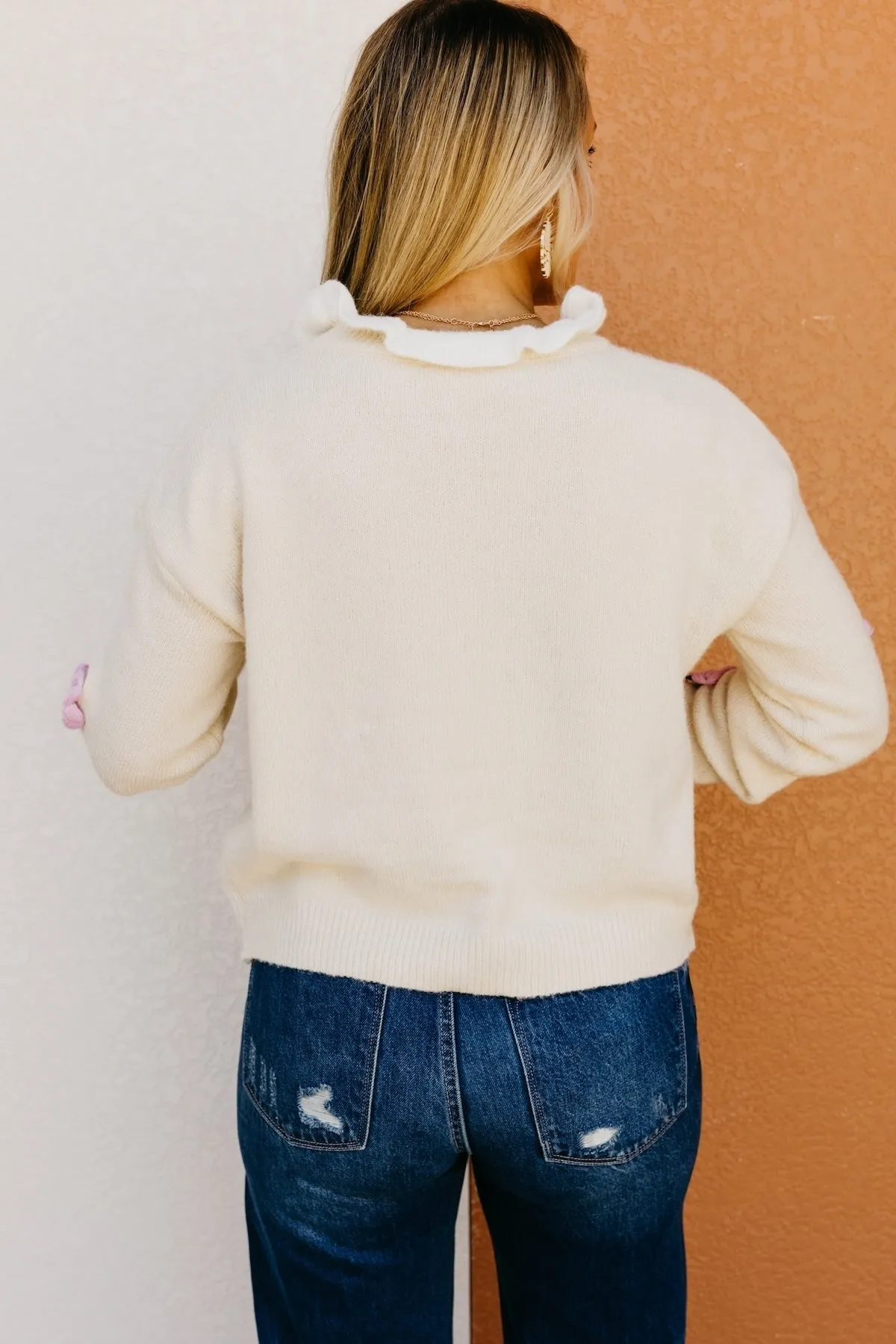 The Rogelio Floral Ruffle Trim Sweater