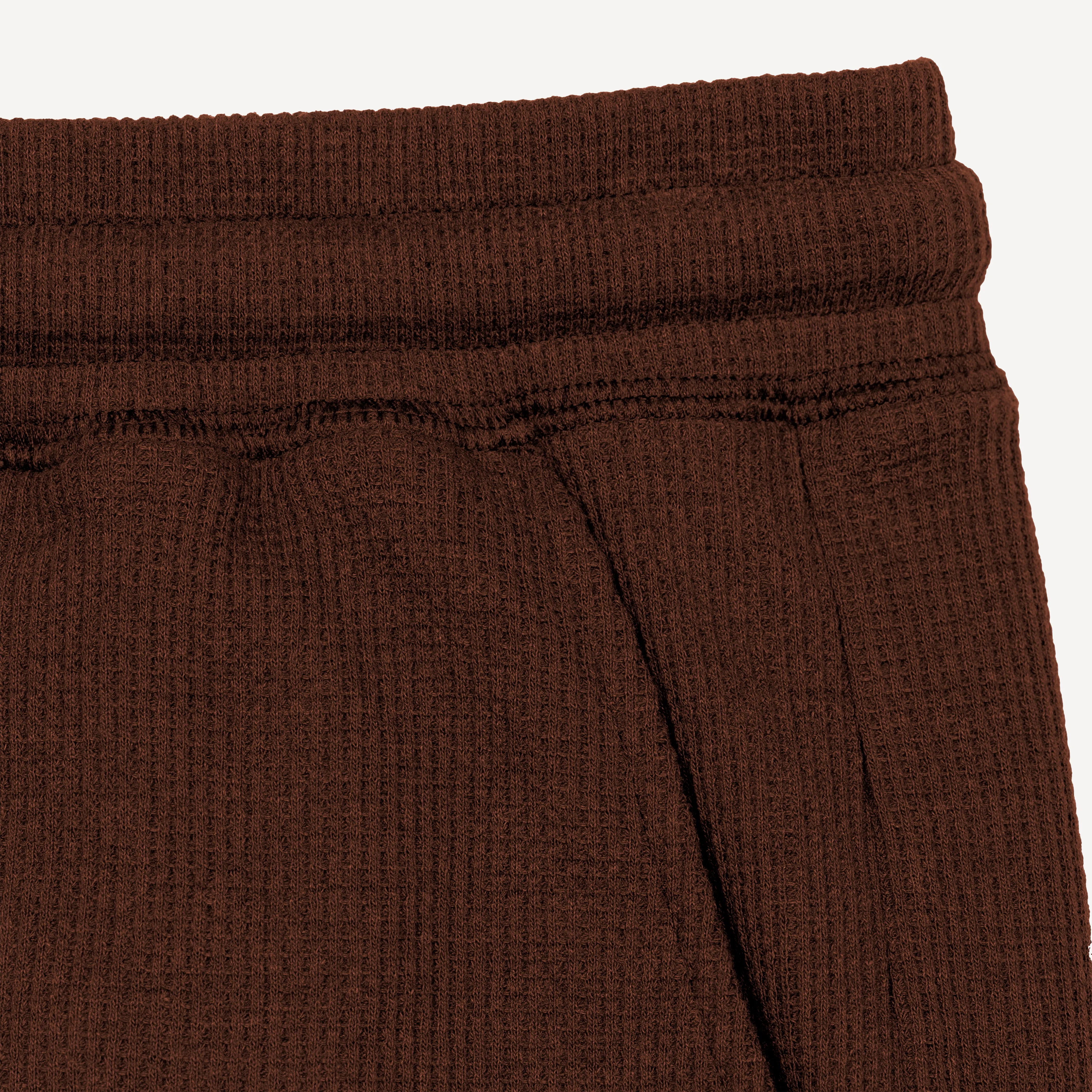 Thermal Waffle Knit Tee & Shorts Set - Medium Brown