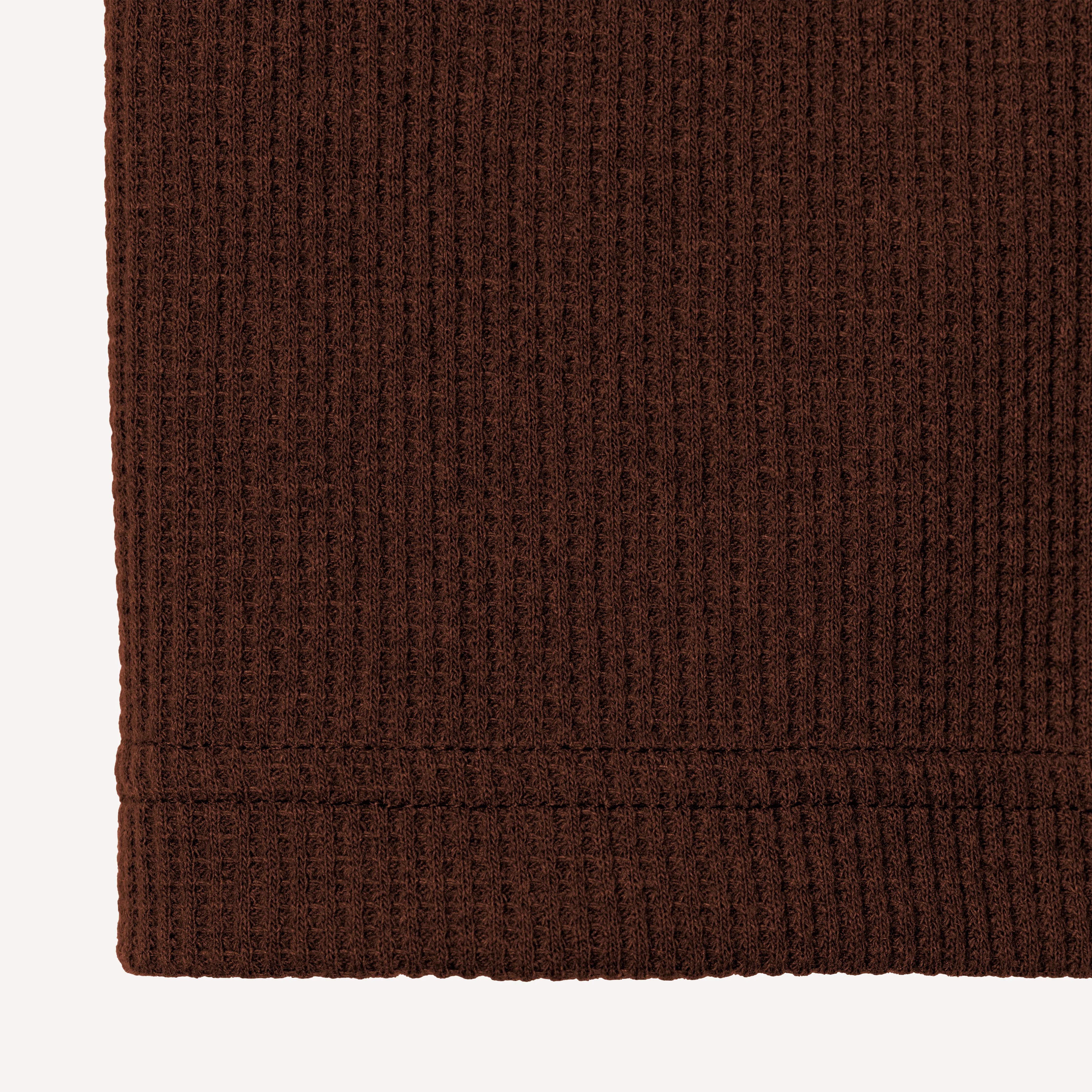 Thermal Waffle Knit Tee & Shorts Set - Medium Brown