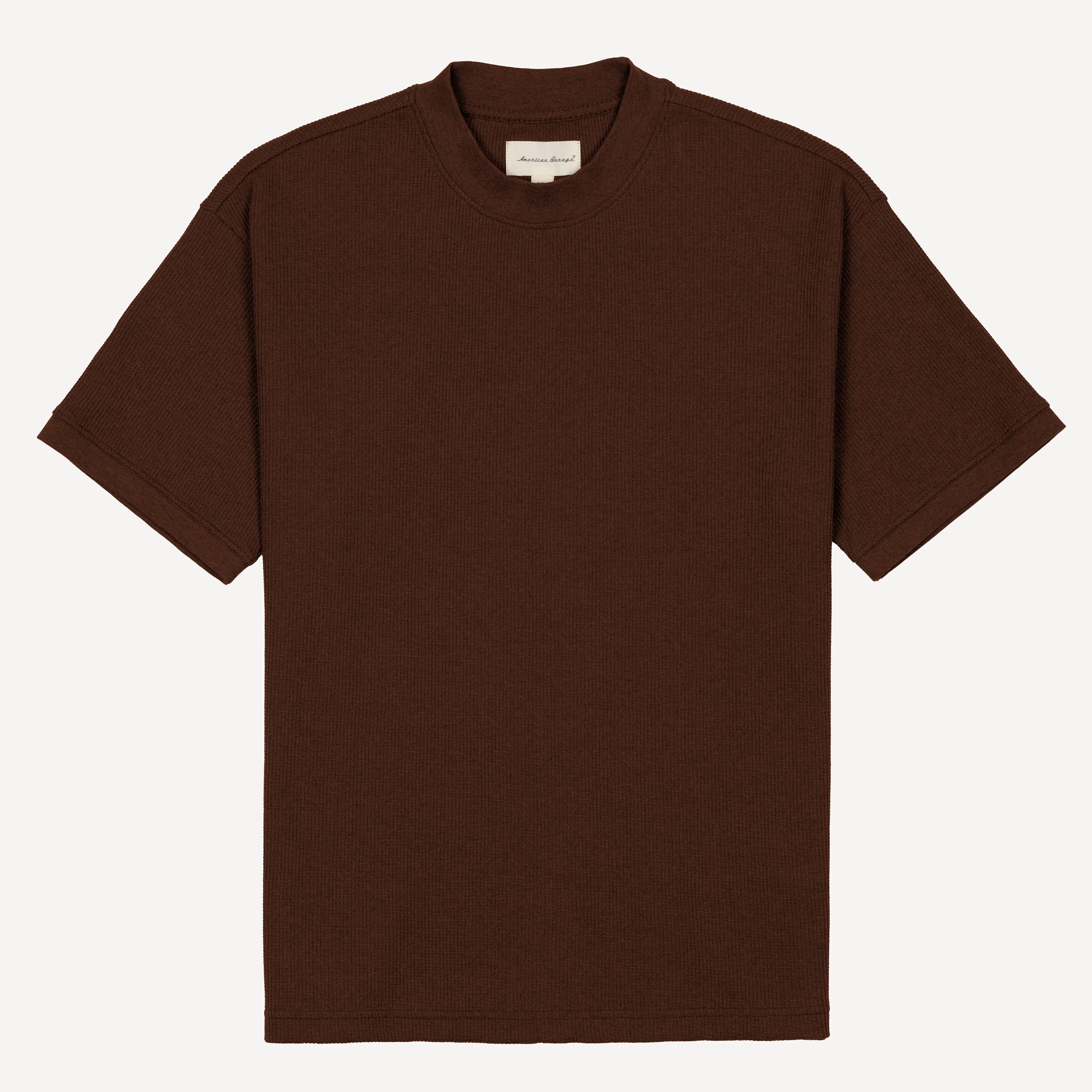 Thermal Waffle Knit Tee & Shorts Set - Medium Brown